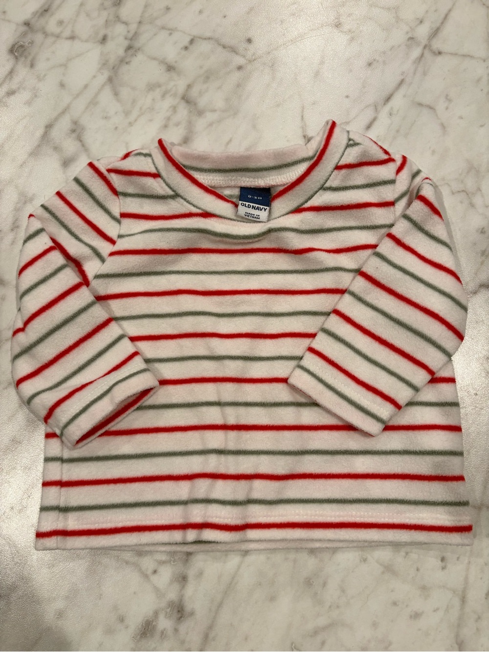 Old Navy Baby 2-Piece Fleece Outfit Set 0-3 Months Red Green Stripe Holiday - Picture 2 of 5